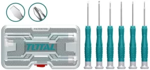 סט 6 מברגים מדויקים במארז פלסטיק TOTAL TOOLS